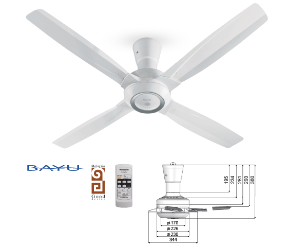 BAYU 4 BLADES CEILING FAN F-M14C8 WT (56")